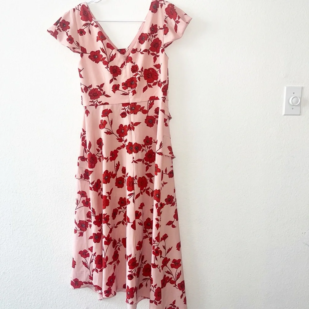 Adrianna Papell Living Blooms‎ Ruffle Flare Midi Floral Dress Size 2 - Picture 7 of 9